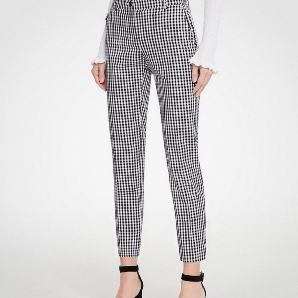 Ann Taylor Gingham Pant In Black And White - Picture 2 of 8